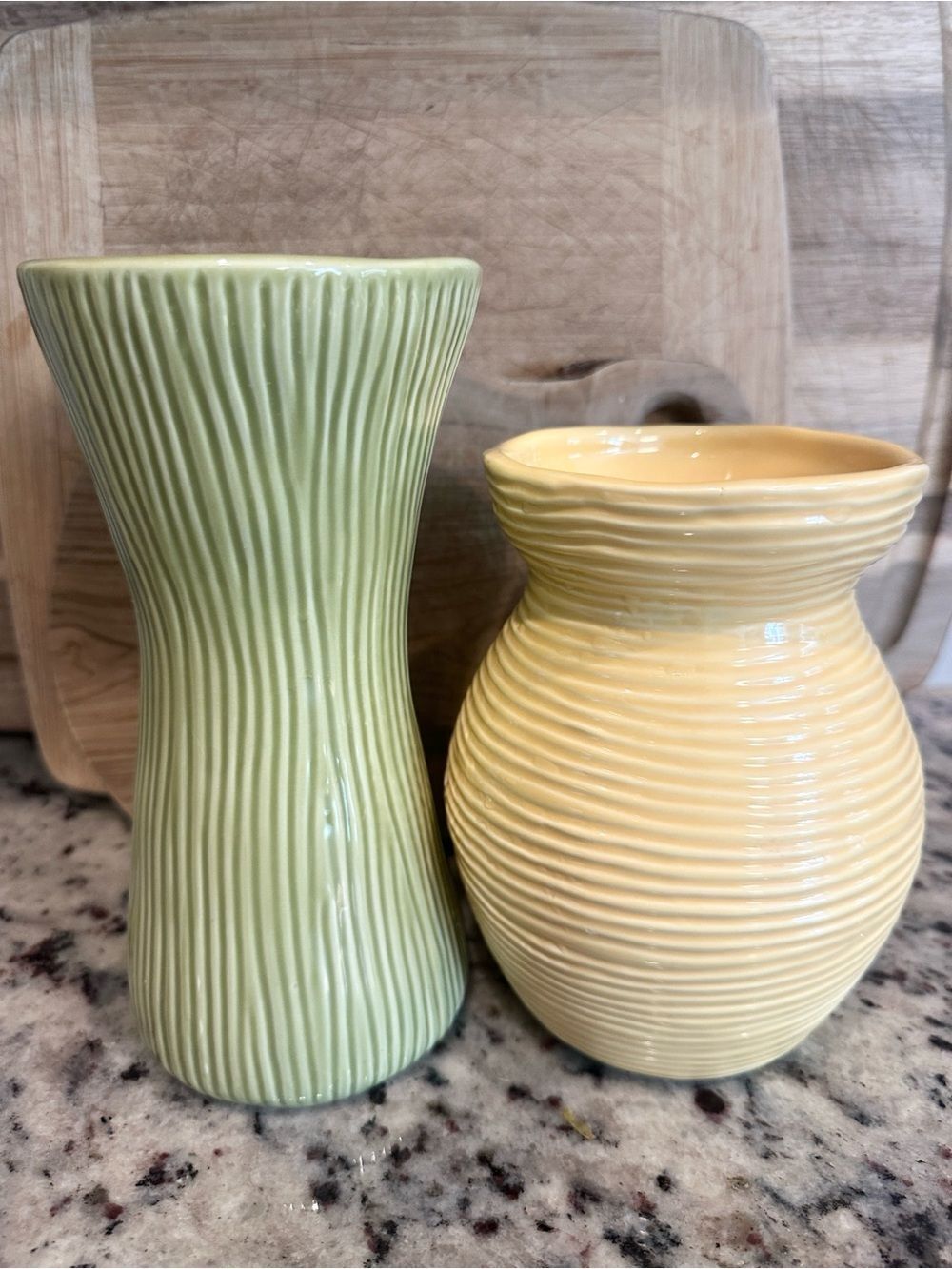 Crate & Barrel by B. Eigen Reeded Ceramic Vase Bundle